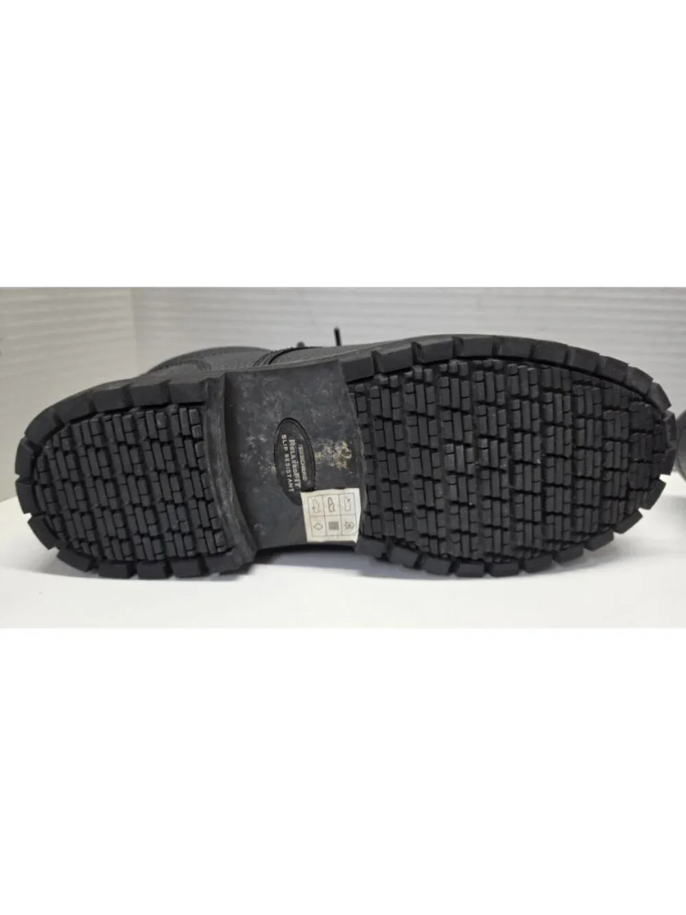 Skechers Work Cottonwood Jaken SR Shoes Mens 7.5 Black Leather Slip Resistant